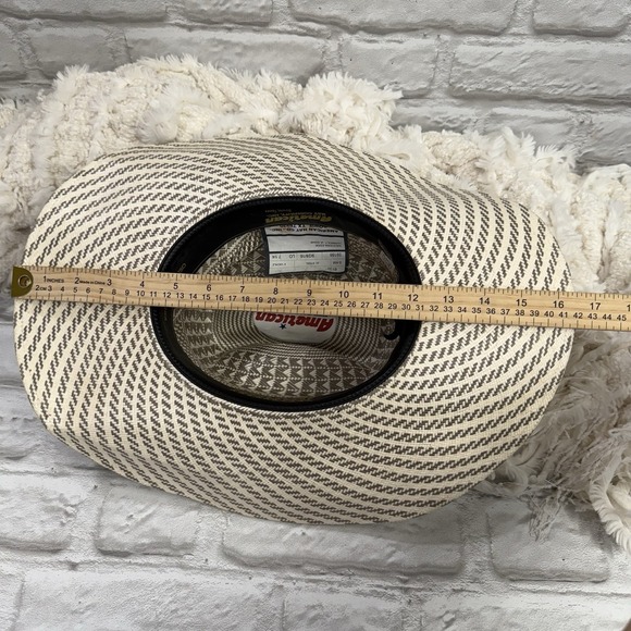 American Hat Company Cowboy Tone Geometric Vented Ivory  Rancher Straw Hat 7 1/4 - Picture 13 of 14